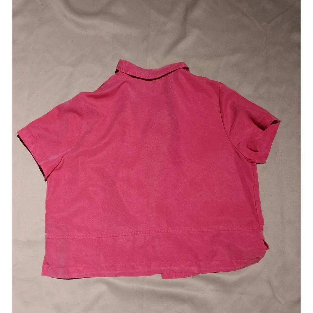 AKS by Amy K Su Embroidered Cocktail Coral Women's Button Up Large Lyocell Top